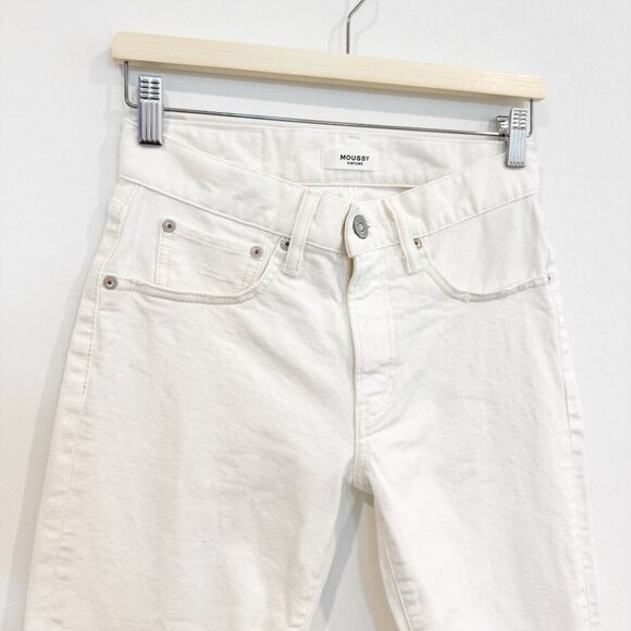 Moussy Vintage Denim MV Burnside Raw Hem Skinny Jeans Designer Luxury White 26 - Picture 5 of 13